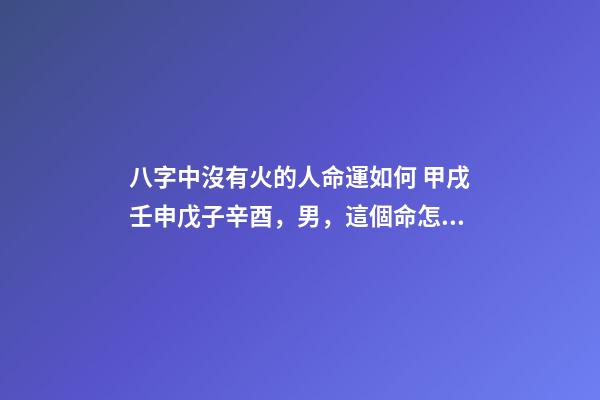 八字中沒有火的人命運如何 甲戌壬申戊子辛酉，男，這個命怎么樣，幫忙分析一下，謝謝、-第1張-觀點-玄機派